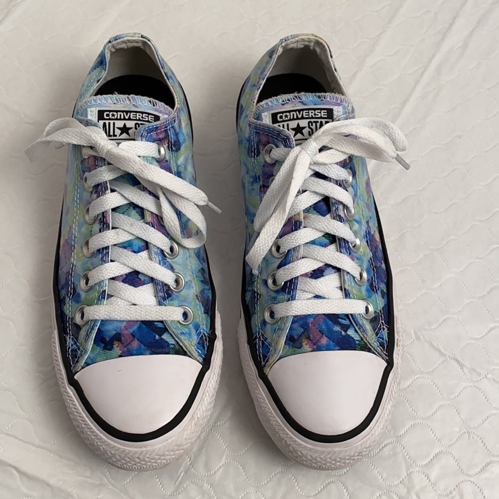 Converse All Star multicolor geometric mosaic blue green purple low top sneakers